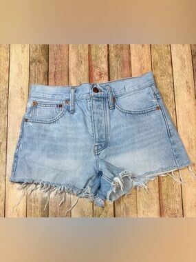 Madewell Light Blue button fly Distressed Denim Cutoff Shorts